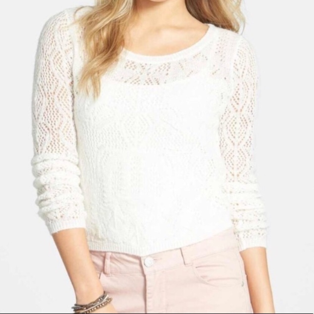 Frenchi Crop Open Weave Sweater M